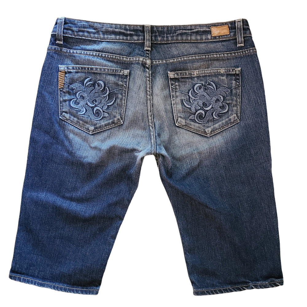 PAIGE Laurel Crest Blue, Denim Bermuda Shorts, Low-Rise, Women's Size 31